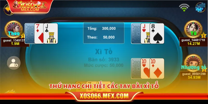 Bài xì tố xoso66 – Game bài chiến thuật hấp dẫn nhất 3 Thứ hạng chi tiết các tay bài xì tố