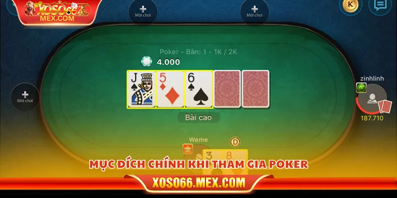 Mục đích chính khi tham gia poker